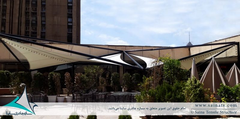 اجرای سایبان کافه بابلیون برج های A.S.P