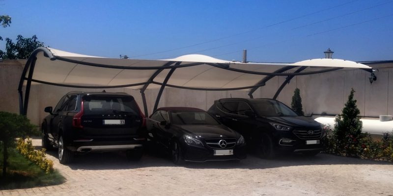 Car-parking-fabric-roof-سایبان-پارکینگ