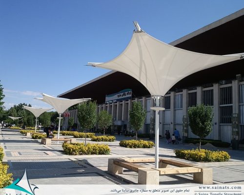 اجرای سایبان دکوراتیو محوطه ورودی راه آهن مشهد