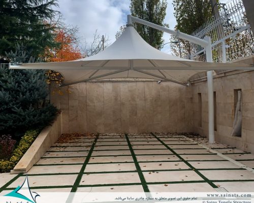 سایبان پارکینگ ویلا به فرم خیمه