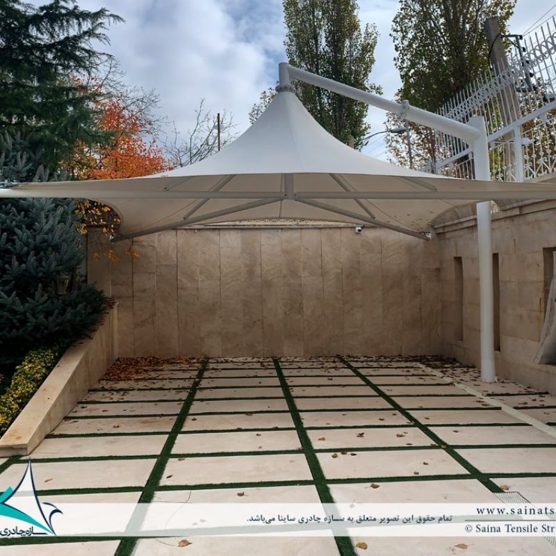 سایبان پارکینگ ویلا به فرم خیمه