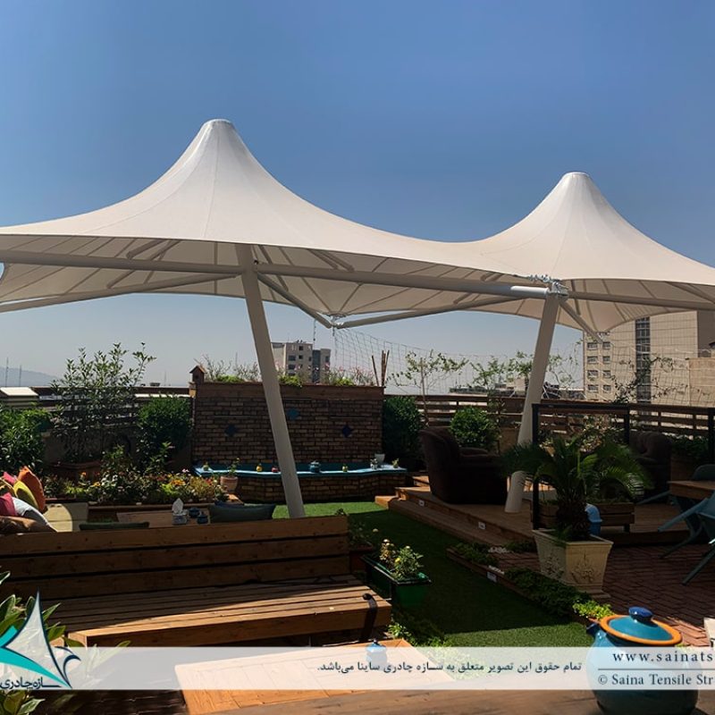 سایبان روفگاردن به فرم خیمه دو قله