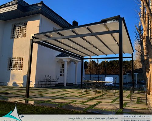 سقف متحرک پارچه ای آلاچیق ویلا در زیبادشت