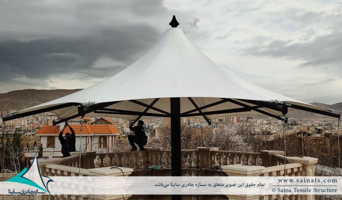 پروژه اجرای آلاچیق پارچه ای شهرک صدرا شیراز