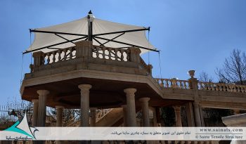 طراحی و اجرای آلاچیق پارچه ای ویلا در شهرک صدرا شیراز