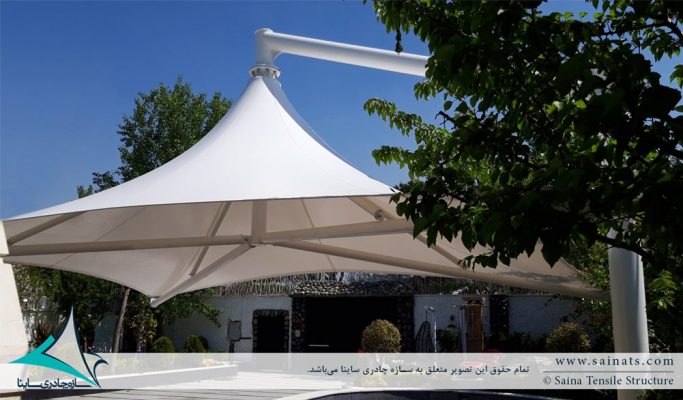 طراحی و اجرای سایبان پارچه ای جکوزی ویلا در محمدشهر