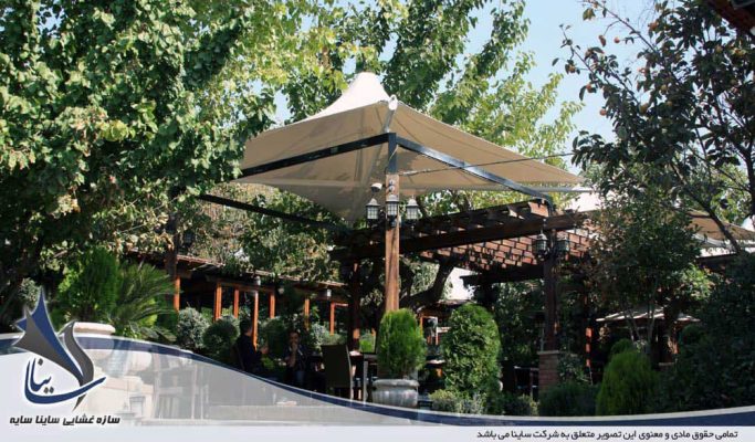 سایبان آلاچیق رستوران در باغ رستوران لرد