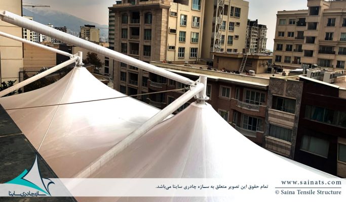 طراحی و اجرای سایبان پارچه ای روفگاردن در محمودیه