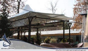 طراحی و اجرای سایبان چادری کافه شمرون در باغ موزه هنر ایرانی