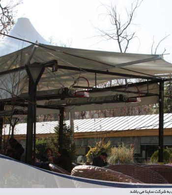 طراحی و اجرای سایبان چادری کافه شمرون در باغ موزه هنر ایرانی
