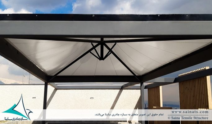 طراحی و اجرای سقف پارچه ای روف گاردن در کافه بازار