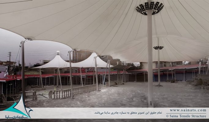 سازه پارچه ای به فرم خیمه دوقله در بازار روز بابل