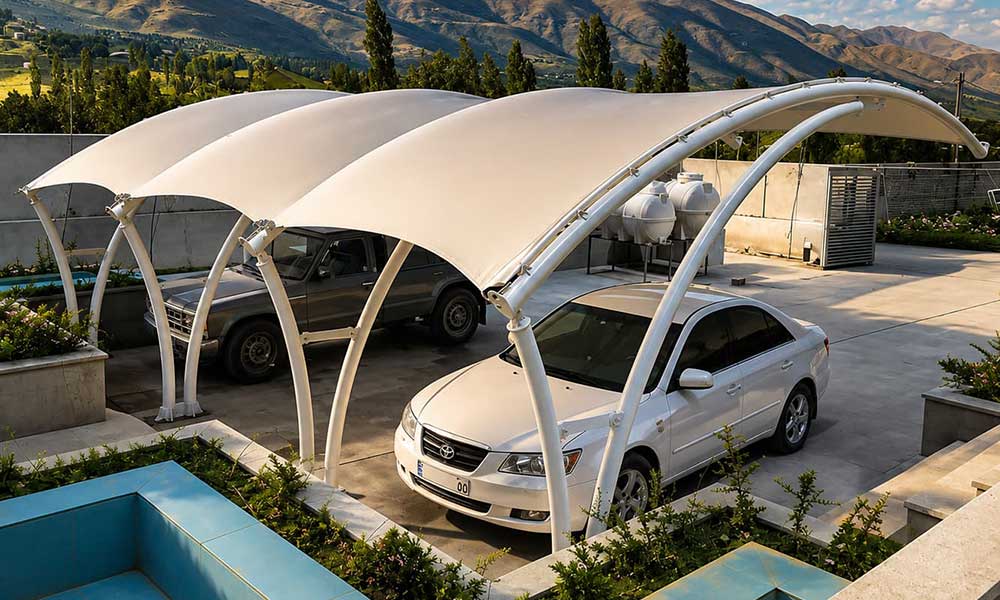 سازه-چادری-آرک-رویال-سایبان-ماشین-royal-arc-fabric-canopy